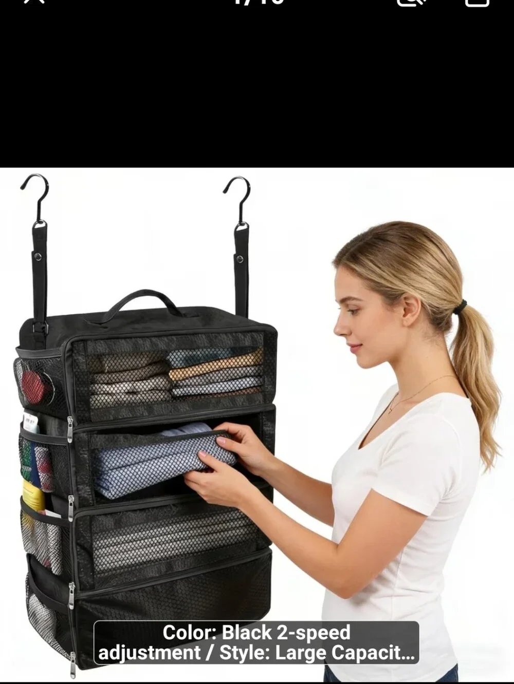 New Black Hanging Closet Organizer Storage Bag -1621-995